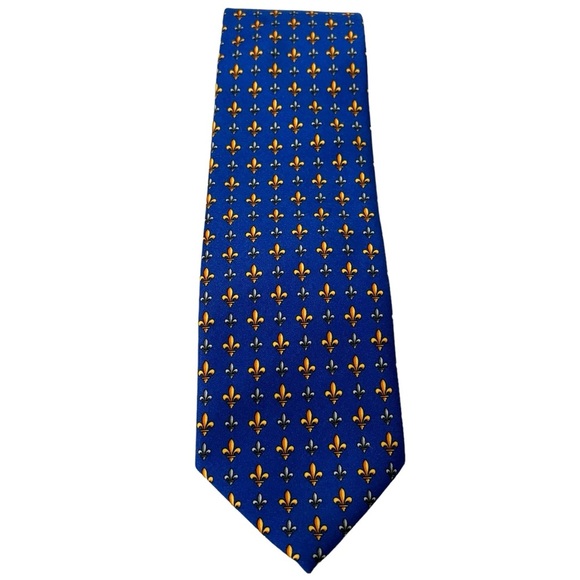 Firenze Men’s Fleur-De-Lis 100% Silk Italian Tie - Picture 1 of 6